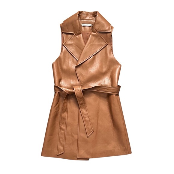 Alice + Olivia Jackets & Blazers - Alice + Olivia Tan Brown Sleeveless Belted Jacket Vest Size XS